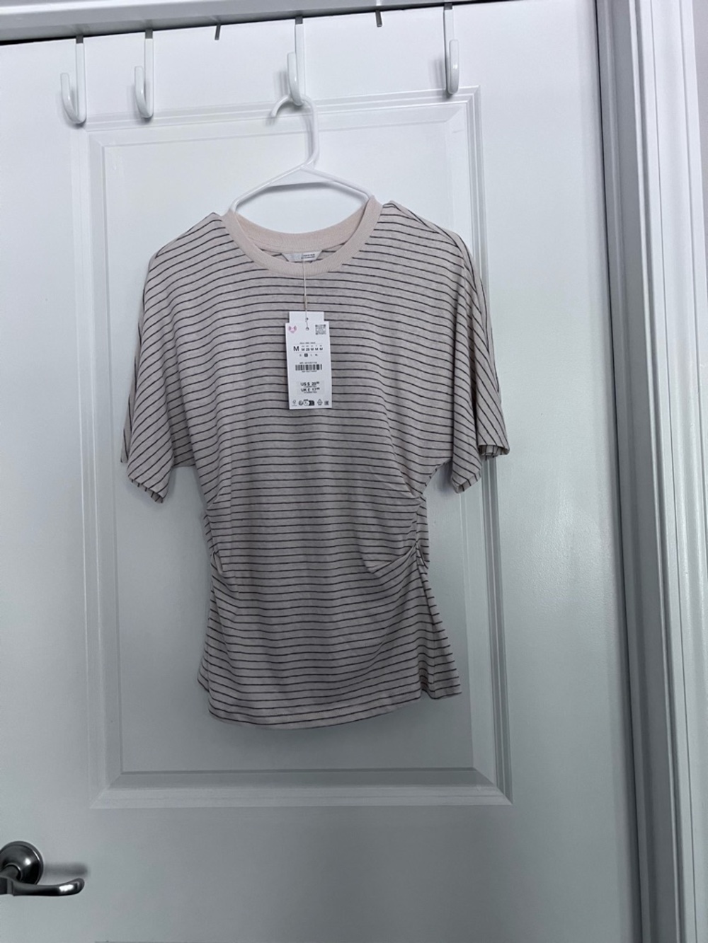 Zara Cream Tee with Black Stripes